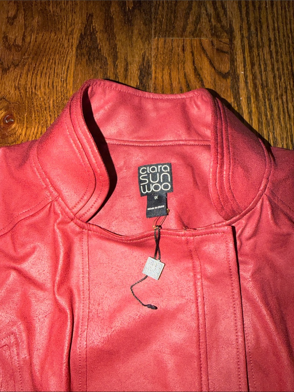 NWOT Clara Sunwoo Liquid Leather Jacket Merlot Red - Picture 4 of 6